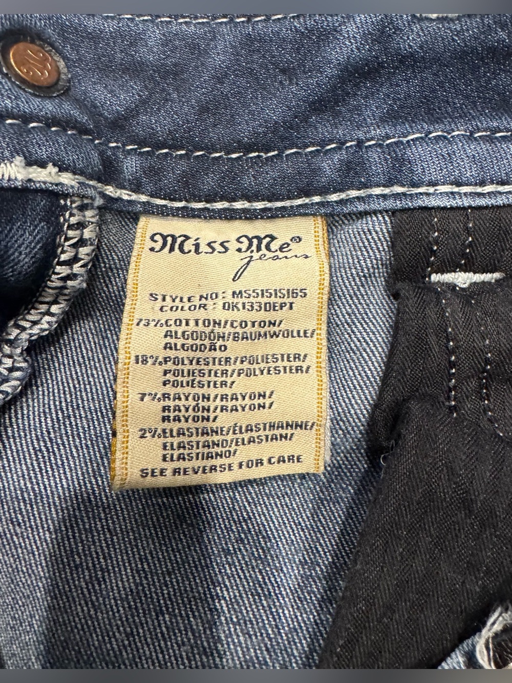 Miss Me Women's Dark Blue Boot Cut Jeans with Contrast Stitch - Picture 9 of 9